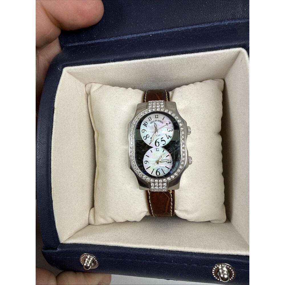 Philip Stein Women’s Signature Diamond Large Dual Time Zone Quartz Teslar Watch